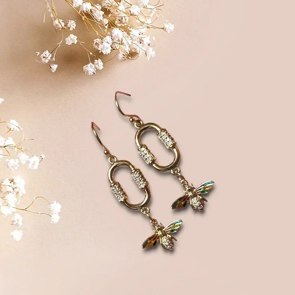 Gold Filled Paper Clip Bee Earrings Gold Filled Ear Wires - Picture 6 of 8